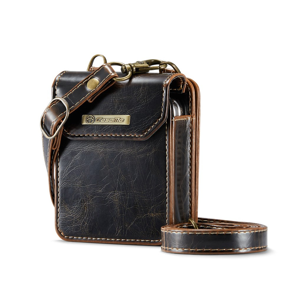 For Samsung Galaxy Z Flip7 FE 5G / Z Flip7 5G / Z Flip6 5G / Z Flip5 5G Phone Pouch with Strap RFID Blocking Leather Wallet Phone Case - Coffee