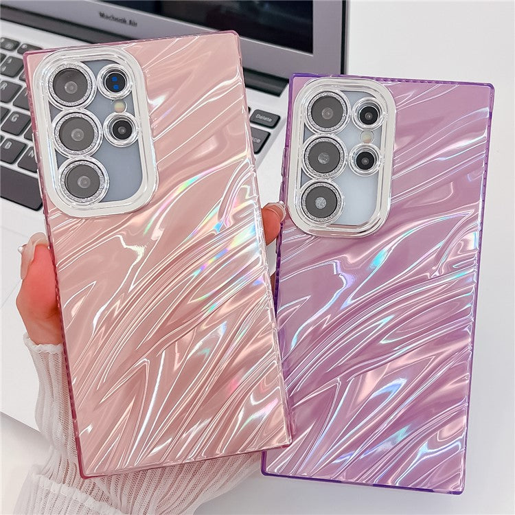 For Samsung Galaxy S25 Ultra Case IMD Design Shockproof PC+TPU Phone Cover with Glass Lens Film - Shell Pattern / Purple