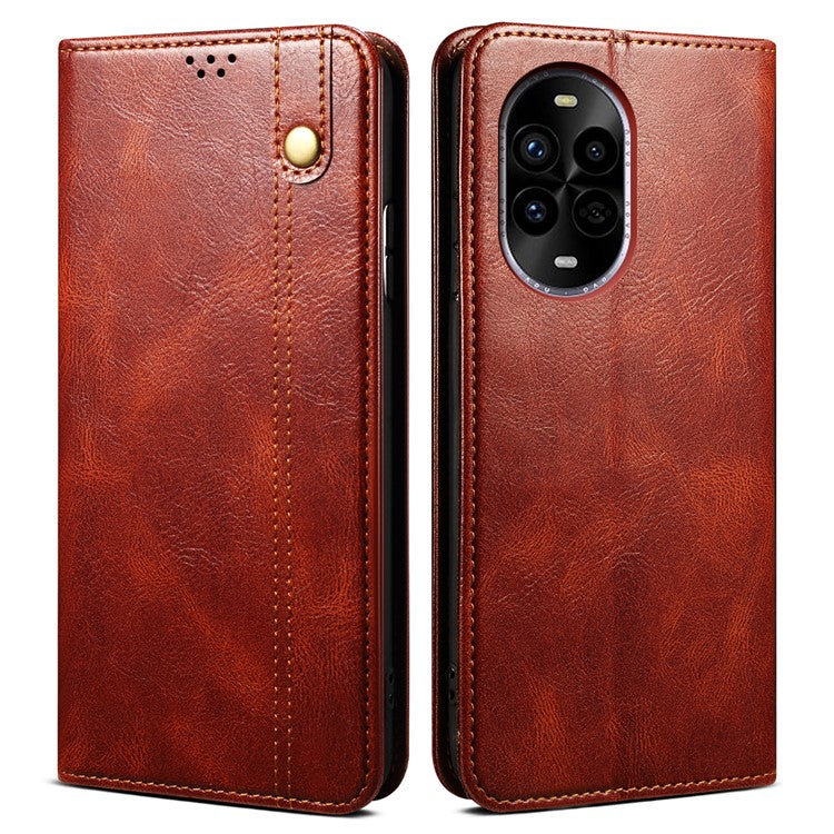 For Huawei nova 13 Pro 5G Case Crazy Horse Texture Waxy Leather Wallet Stand Phone Cover - Brown