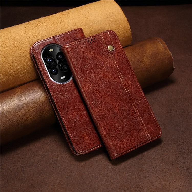 For Huawei nova 13 Pro 5G Case Crazy Horse Texture Waxy Leather Wallet Stand Phone Cover - Brown