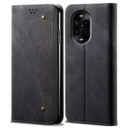 For Huawei nova 13 Pro 5G Case Jeans Cloth Texture Anti-Scratch Leather Stand Phone Cover - Black