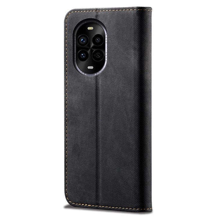 For Huawei nova 13 Pro 5G Case Jeans Cloth Texture Anti-Scratch Leather Stand Phone Cover - Black