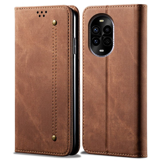 For Huawei nova 13 Pro 5G Case Jeans Cloth Texture Anti-Scratch Leather Stand Phone Cover - Coffee