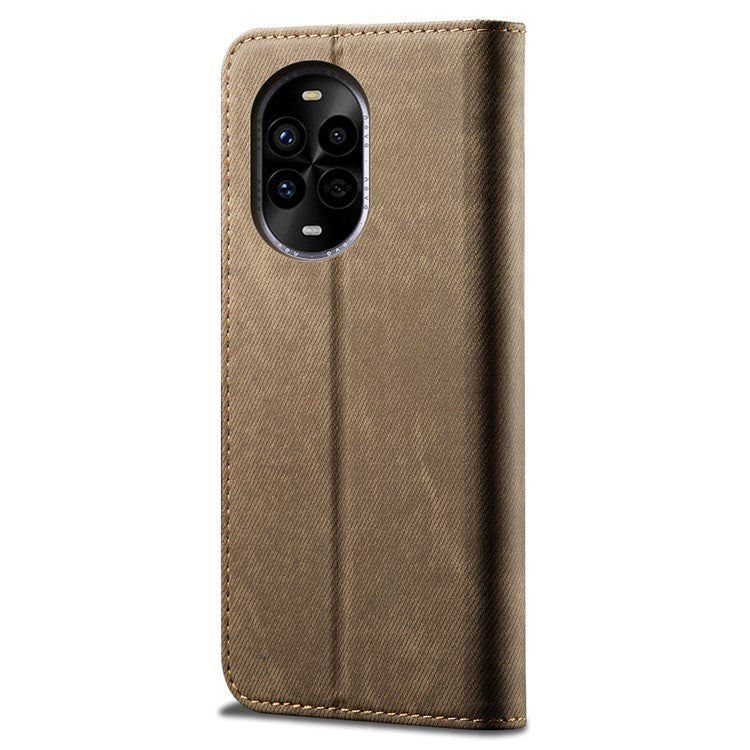 For Huawei nova 13 Pro 5G Case Jeans Cloth Texture Anti-Scratch Leather Stand Phone Cover - Khaki