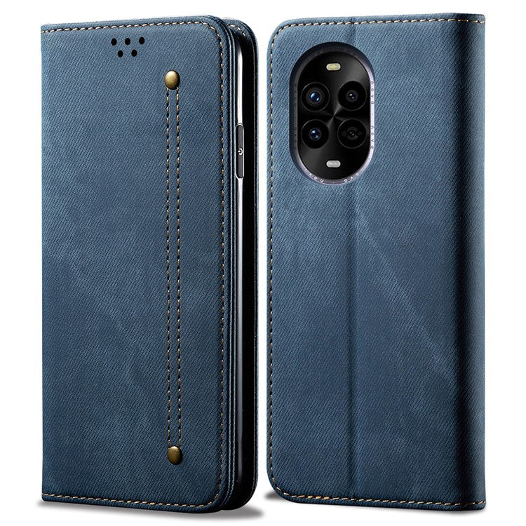 For Huawei nova 13 Pro 5G Case Jeans Cloth Texture Anti-Scratch Leather Stand Phone Cover - Blue