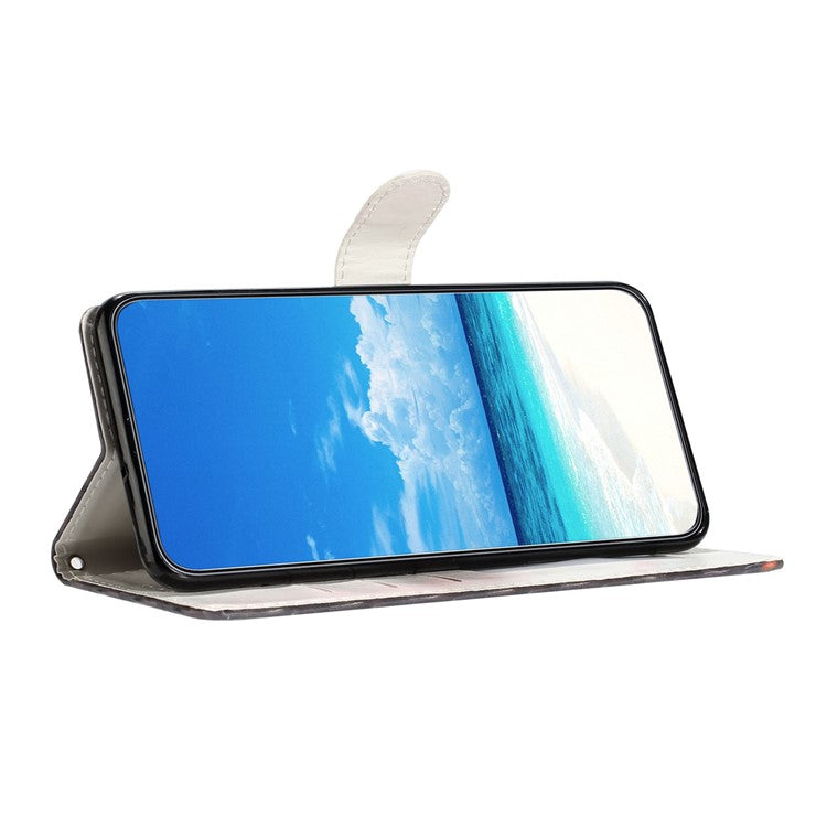 For Samsung Galaxy A36 5G Case PU Leather Wallet Phone Cover 3D Pattern Printing - Smoking Skeleton