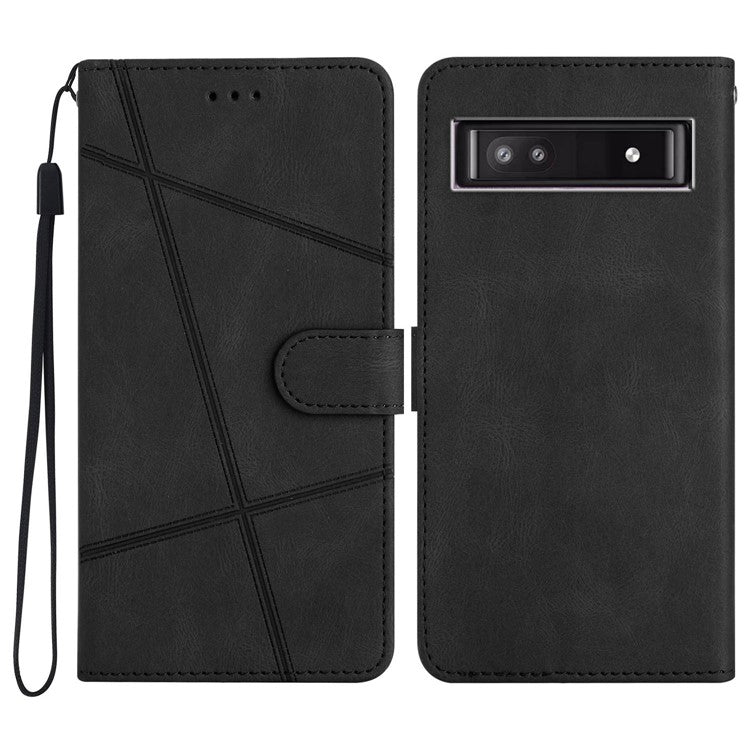 For Google Pixel 9a Case Crazy Horse Texture PU Leather Wallet Stand Phone Cover - Black