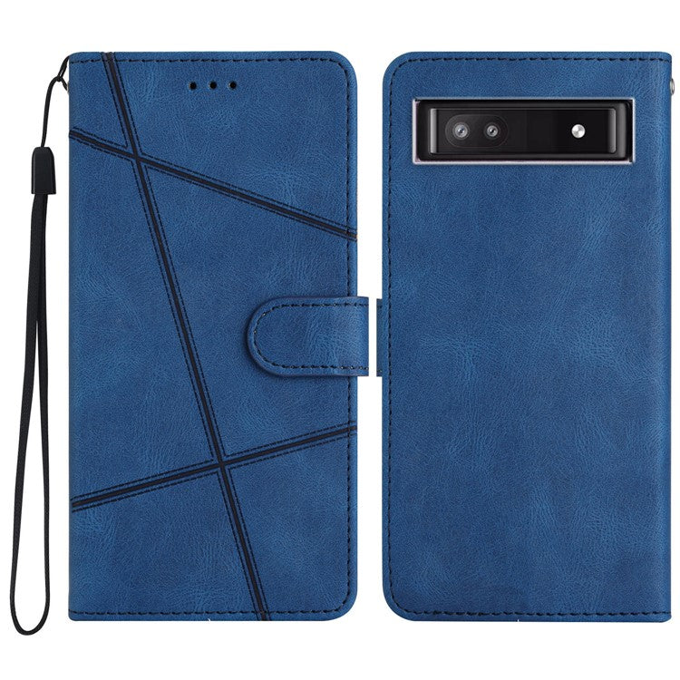 For Google Pixel 9a Case Crazy Horse Texture PU Leather Wallet Stand Phone Cover - Blue