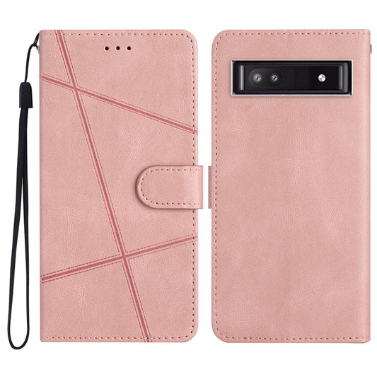For Google Pixel 9a Case Crazy Horse Texture PU Leather Wallet Stand Phone Cover - Rose Gold