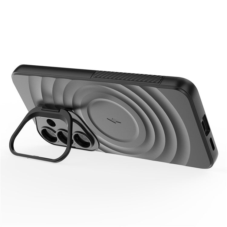 For Samsung Galaxy S25 Case Compatible with MagSafe PC Kickstand Ripple Texture TPU Phone Cover - Red