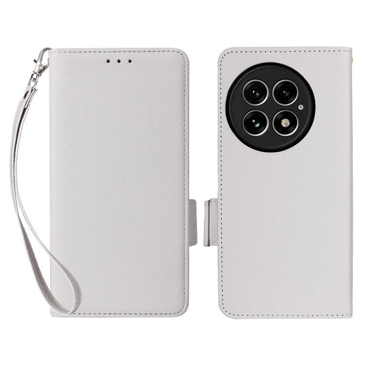 For OnePlus 13 Case Litchi Texture PU Leather Wallet Flip Phone Cover - White