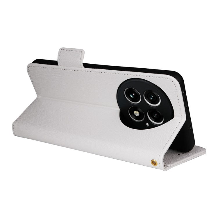 For OnePlus 13 Case Litchi Texture PU Leather Wallet Flip Phone Cover - White