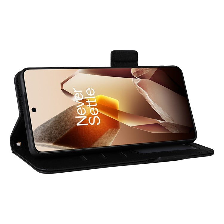 For OnePlus 13 Case Litchi Texture PU Leather Wallet Flip Phone Cover - Black