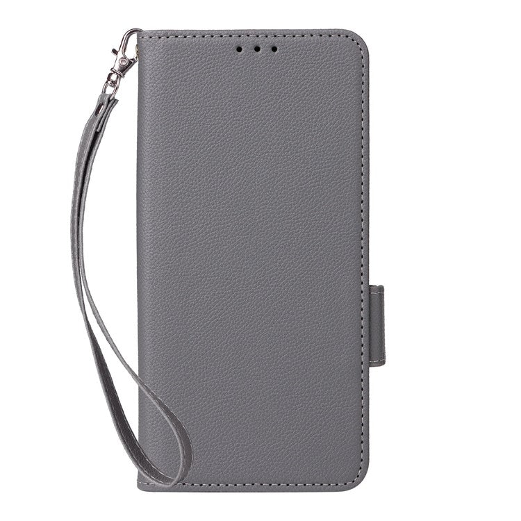 For OnePlus 13 Case Litchi Texture PU Leather Wallet Flip Phone Cover - Grey