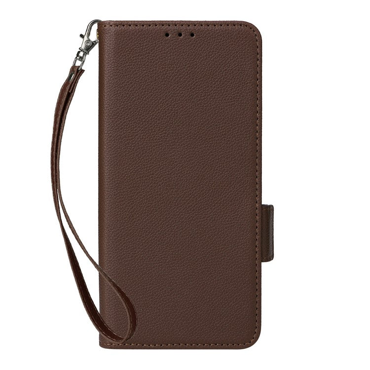 For OnePlus 13 Case Litchi Texture PU Leather Wallet Flip Phone Cover - Brown