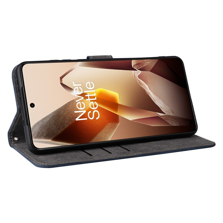 For OnePlus 13 Wallet Phone Case RFID Blocking PU Leather Flip Cover Stand View - Blue