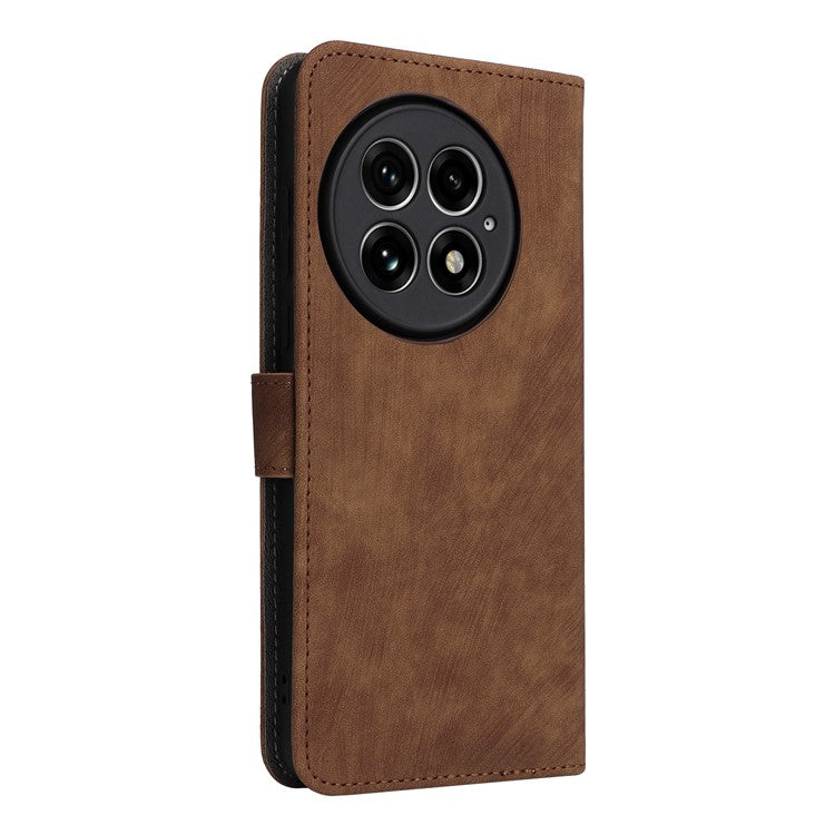 For OnePlus 13 Wallet Phone Case RFID Blocking PU Leather Flip Cover Stand View - Brown