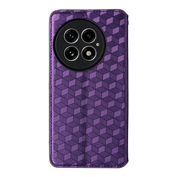 For OnePlus 13 Wallet Case Rhombus Imprinted Leather Phone Cover - Purple