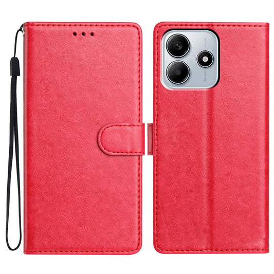 For Xiaomi Redmi Note 14 5G Leather Case Wallet Stand Phone Cover with Handy Strap - Rose