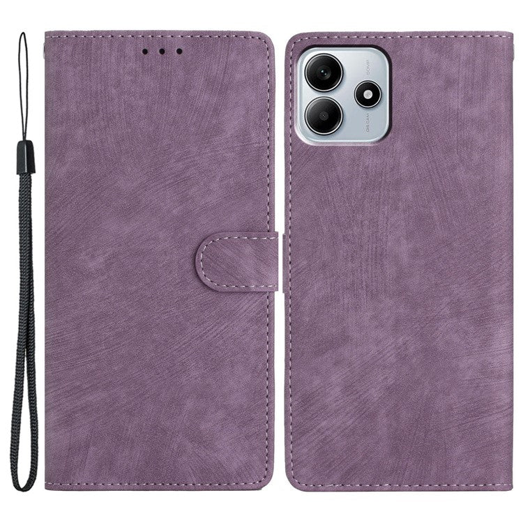 For Xiaomi Redmi Note 14 5G Case with Card Clots Skin-Touch PU Leather Phone Cover Stand - Purple