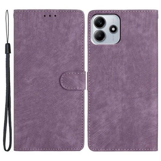 For Xiaomi Redmi Note 14 5G Case with Card Clots Skin-Touch PU Leather Phone Cover Stand - Purple