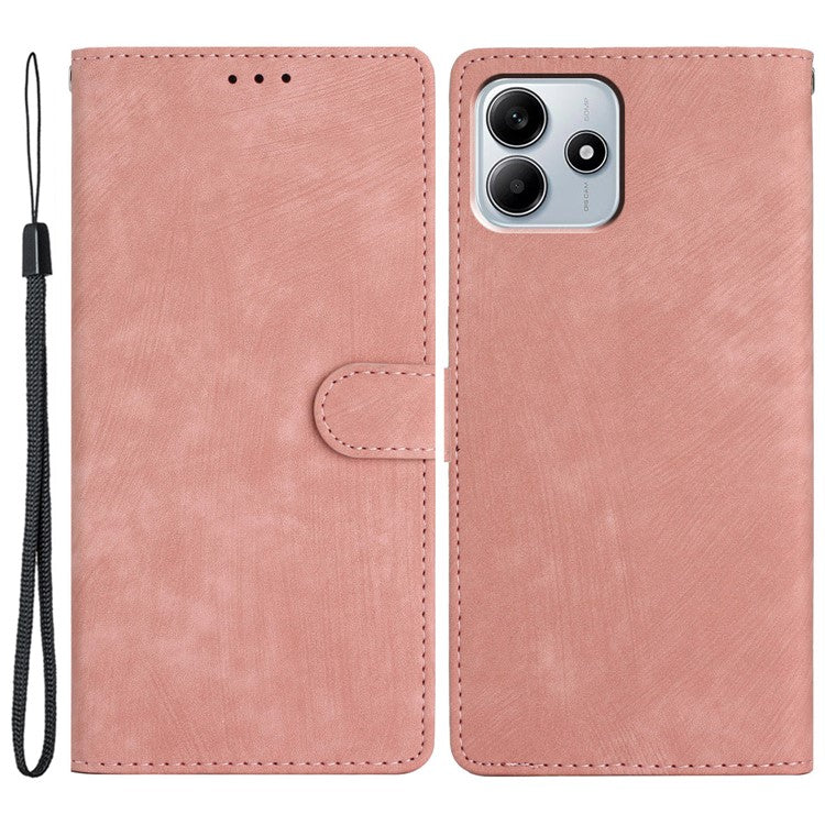 For Xiaomi Redmi Note 14 5G Case with Card Clots Skin-Touch PU Leather Phone Cover Stand - Pink