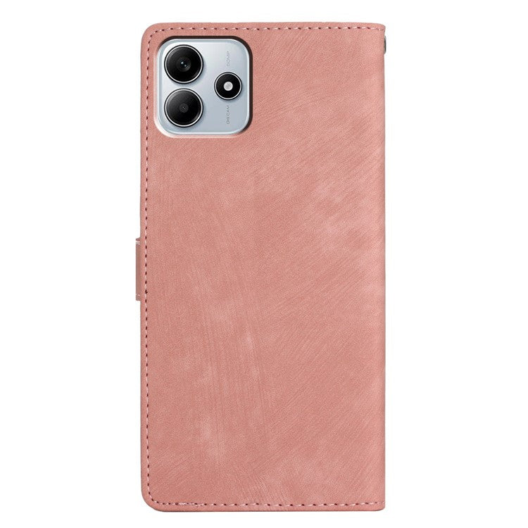 For Xiaomi Redmi Note 14 5G Case with Card Clots Skin-Touch PU Leather Phone Cover Stand - Pink