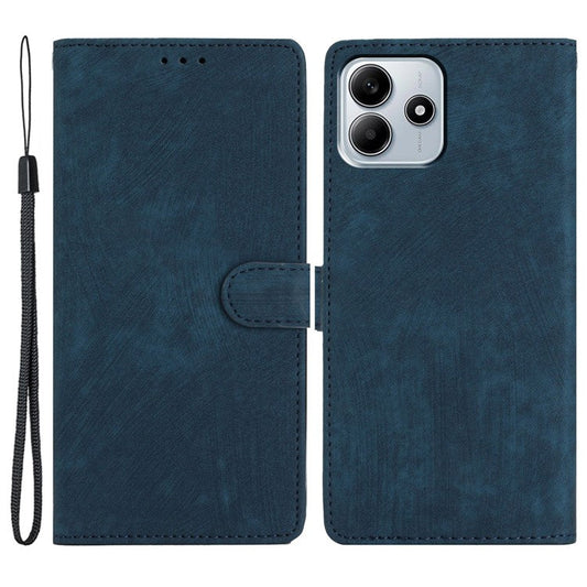 For Xiaomi Redmi Note 14 5G Case with Card Clots Skin-Touch PU Leather Phone Cover Stand - Blue