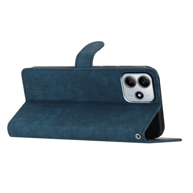 For Xiaomi Redmi Note 14 5G Case with Card Clots Skin-Touch PU Leather Phone Cover Stand - Blue