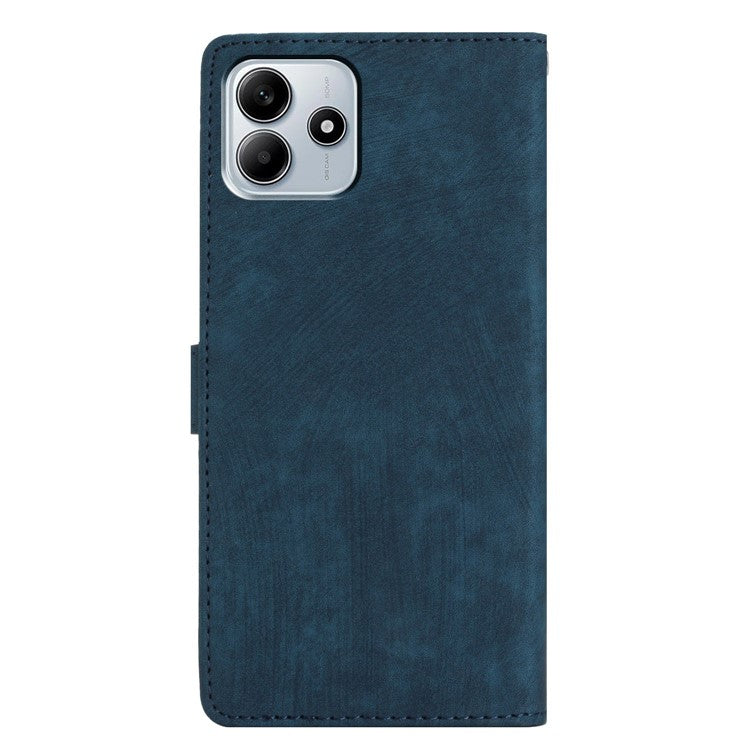 For Xiaomi Redmi Note 14 5G Case with Card Clots Skin-Touch PU Leather Phone Cover Stand - Blue