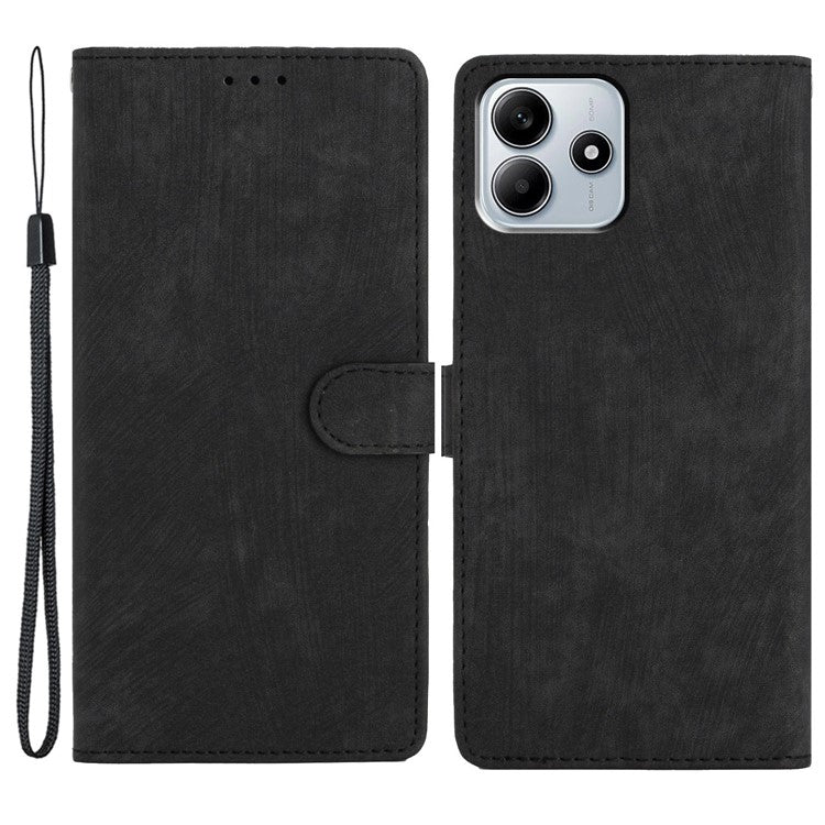 For Xiaomi Redmi Note 14 5G Case with Card Clots Skin-Touch PU Leather Phone Cover Stand - Black