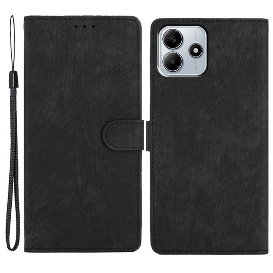 For Xiaomi Redmi Note 14 5G Case with Card Clots Skin-Touch PU Leather Phone Cover Stand - Black