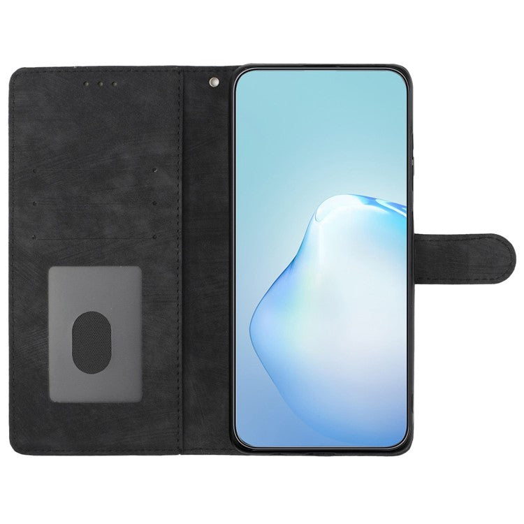 For Xiaomi Redmi Note 14 5G Case with Card Clots Skin-Touch PU Leather Phone Cover Stand - Black