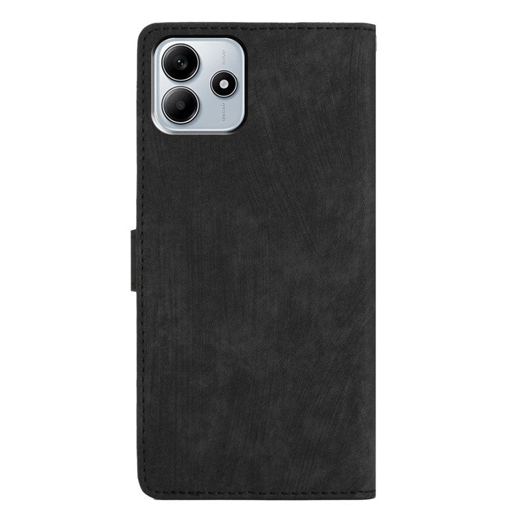 For Xiaomi Redmi Note 14 5G Case with Card Clots Skin-Touch PU Leather Phone Cover Stand - Black