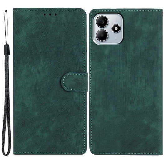 For Xiaomi Redmi Note 14 5G Case with Card Clots Skin-Touch PU Leather Phone Cover Stand - Green