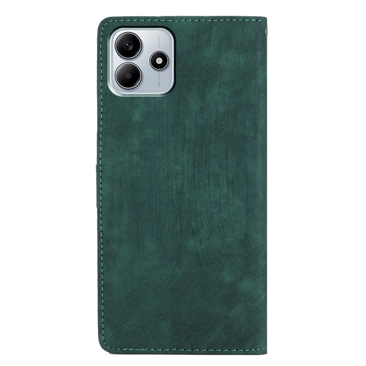 For Xiaomi Redmi Note 14 5G Case with Card Clots Skin-Touch PU Leather Phone Cover Stand - Green