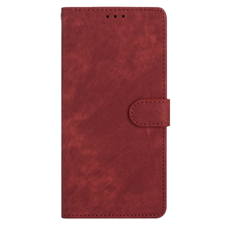 For Xiaomi Redmi Note 14 5G Case with Card Clots Skin-Touch PU Leather Phone Cover Stand - Red