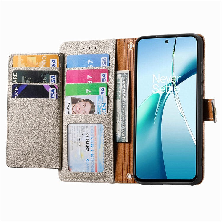 For Xiaomi Redmi Note 14 5G Case RFID Blocking Zipper Pocket Leather Wallet Phone Cover - Grey