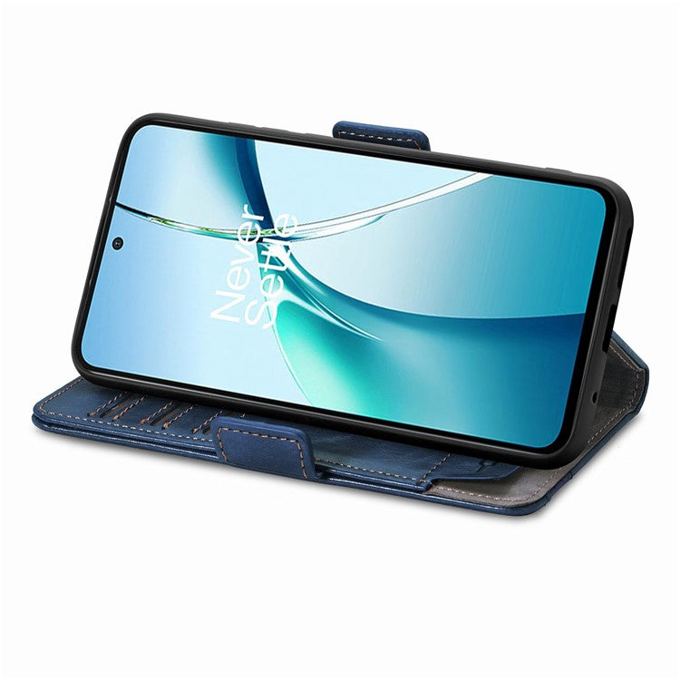 CASENEO 002 Series For Xiaomi Redmi Note 14 5G Case Stand Wallet Splicing PU Leather Cover - Blue