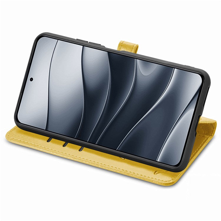 For Xiaomi Redmi Note 14 5G Case Leather Wallet Flip Phone Cover Cute Cat Dog Pattern - Yellow