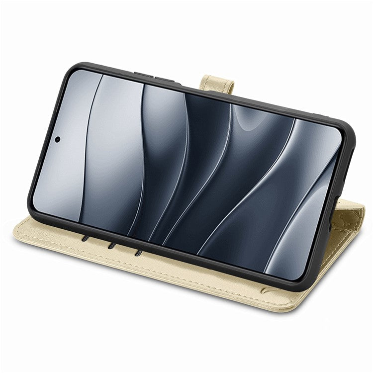 For Xiaomi Redmi Note 14 5G Case Leather Wallet Flip Phone Cover Cute Cat Dog Pattern - Gold