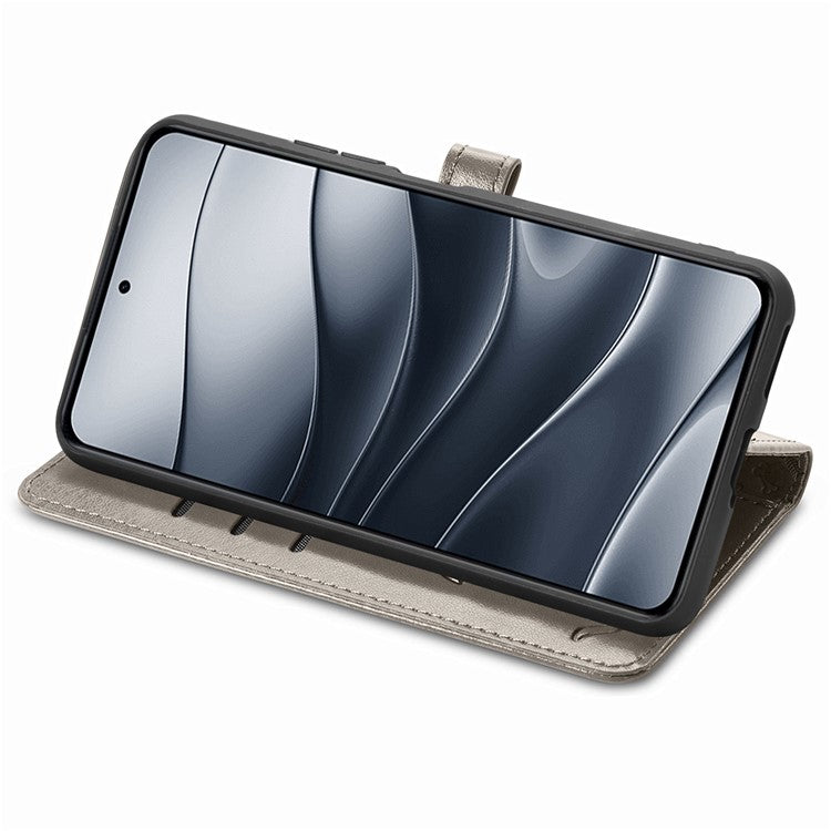 For Xiaomi Redmi Note 14 5G Case Leather Wallet Flip Phone Cover Cute Cat Dog Pattern - Grey