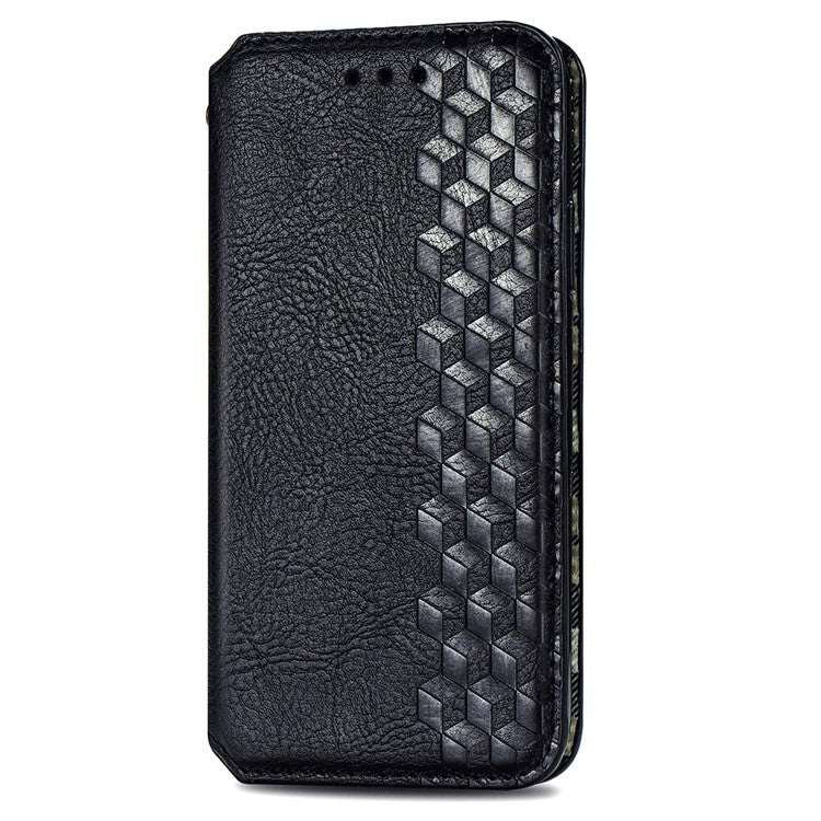 For Xiaomi Redmi Note 14 5G Case Rhombus Imprint PU Leather Wallet Phone Cover - Black