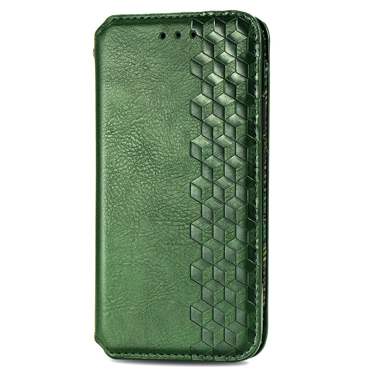 For Xiaomi Redmi Note 14 5G Case Rhombus Imprint PU Leather Wallet Phone Cover - Green