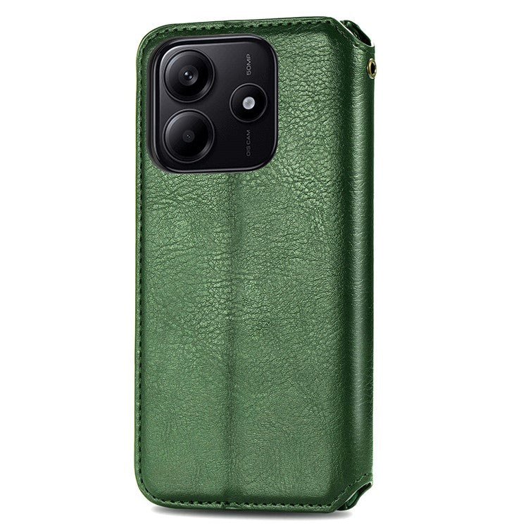 For Xiaomi Redmi Note 14 5G Case Rhombus Imprint PU Leather Wallet Phone Cover - Green