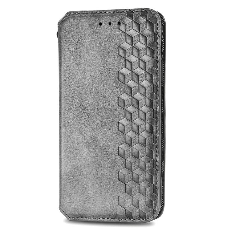 For Xiaomi Redmi Note 14 5G Case Rhombus Imprint PU Leather Wallet Phone Cover - Grey