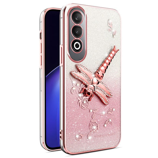 KADEM For OnePlus Nord CE4 5G Case Dragonfly Kickstand TPU Flowers Glitter Phone Cover - Pink