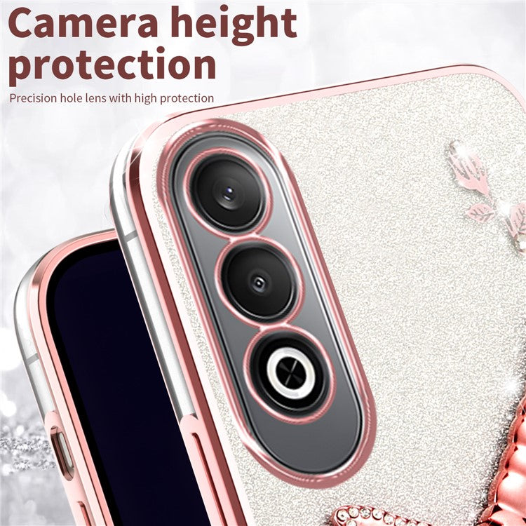 KADEM For OnePlus Nord CE4 5G Case Dragonfly Kickstand TPU Flowers Glitter Phone Cover - Pink