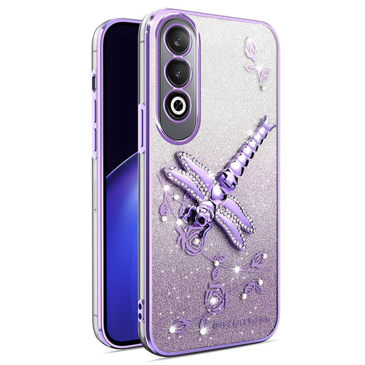 KADEM For OnePlus Nord CE4 5G Case Dragonfly Kickstand TPU Flowers Glitter Phone Cover - Purple
