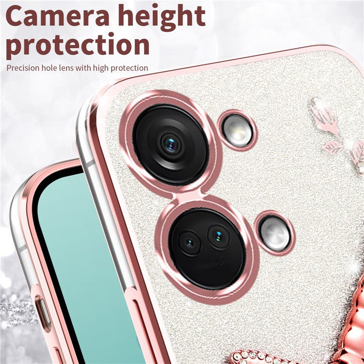 KADEM For OnePlus Ace 2V / Nord 3 5G Case Dragonfly Kickstand TPU Flowers Glitter Phone Cover - Purple